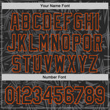 Custom Black Steel Gray-Orange Geometric Cyber Starburst Authentic Baseball Jersey
