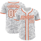 Custom White Gray-Orange Geometric Cyber Starburst Authentic Baseball Jersey