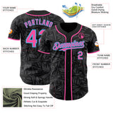 Custom Black Pink Steel Gray-Sky Blue Geometric Cyber Starburst Authentic Baseball Jersey