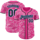 Custom Pink Black Light Pink-Sky Blue Geometric Cyber Starburst Authentic Baseball Jersey