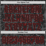 Custom Black Steel Gray-Red Geometric Cyber Starburst Authentic Baseball Jersey