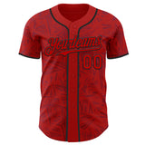 Custom Red-Black Geometric Cyber Starburst Authentic Baseball Jersey