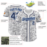 Custom White Navy Gray-Light Blue Geometric Cyber Starburst Authentic Baseball Jersey