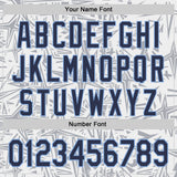 Custom White Navy Gray-Light Blue Geometric Cyber Starburst Authentic Baseball Jersey