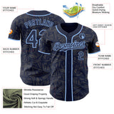 Custom Navy Steel Gray-Light Blue Geometric Cyber Starburst Authentic Baseball Jersey