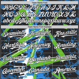 Custom Black White-Aurora Green Geometric Shards Dot Grid Authentic Baseball Jersey
