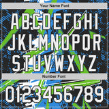 Custom Black White-Aurora Green Geometric Shards Dot Grid Authentic Baseball Jersey