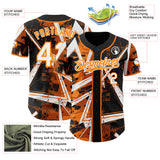 Custom Black White-Bay Orange Geometric Shards Dot Grid Authentic Baseball Jersey