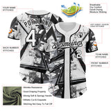 Custom White Gray-Black Geometric Shards Dot Grid Authentic Baseball Jersey