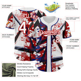 Custom White Black Red-Royal Geometric Shards Dot Grid Authentic Baseball Jersey
