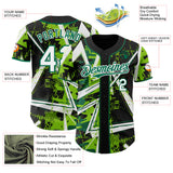 Custom Black White Neon Green-Kelly Green Geometric Shards Dot Grid Authentic Baseball Jersey