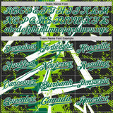 Custom Black White Neon Green-Kelly Green Geometric Shards Dot Grid Authentic Baseball Jersey