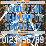 Custom Black White Bay Orange-Electric Blue Geometric Shards Dot Grid Authentic Baseball Jersey