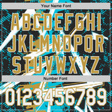 Custom Black White Lakes Blue-Old Gold Geometric Shards Dot Grid Authentic Baseball Jersey