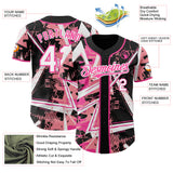 Custom Black White Medium Pink-Pink Geometric Shards Dot Grid Authentic Baseball Jersey