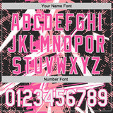 Custom Black White Medium Pink-Pink Geometric Shards Dot Grid Authentic Baseball Jersey