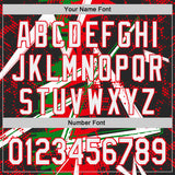 Custom Black White Grass Green-Fire Red Geometric Shards Dot Grid Authentic Baseball Jersey