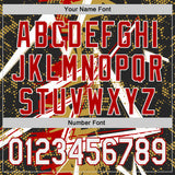 Custom Black White Old Gold-Red Geometric Shards Dot Grid Authentic Baseball Jersey