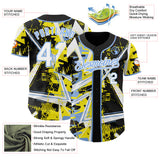 Custom Black White Light Yellow-Light Blue Geometric Shards Dot Grid Authentic Baseball Jersey