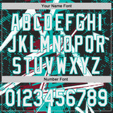 Custom Black White Crimson-Aqua Geometric Shards Dot Grid Authentic Baseball Jersey