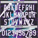 Custom Black White Teal-Purple Geometric Shards Dot Grid Authentic Baseball Jersey