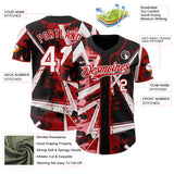 Custom Black White Medium Pink-Red Geometric Shards Dot Grid Authentic Baseball Jersey