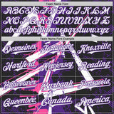 Custom Black White Pink-Purple Geometric Shards Dot Grid Authentic Baseball Jersey