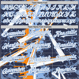 Custom Navy White Bay Orange-Light Blue Geometric Shards Dot Grid Authentic Baseball Jersey