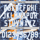 Custom Navy White Bay Orange-Light Blue Geometric Shards Dot Grid Authentic Baseball Jersey
