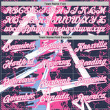 Custom Navy White Light Blue-Pink Geometric Shards Dot Grid Authentic Baseball Jersey