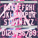 Custom Navy White Light Blue-Pink Geometric Shards Dot Grid Authentic Baseball Jersey