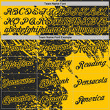 Custom Black-Yellow Abstract Brush Stroke Performance T-Shirt