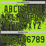 Custom Black-Neon Green Abstract Brush Stroke Performance T-Shirt