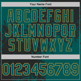 Custom Black Midnight Green-Old Gold Abstract Brush Stroke Performance T-Shirt