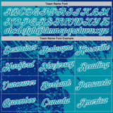 Custom Royal Teal-White Abstract Brush Stroke Performance T-Shirt