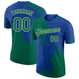 Custom Royal Kelly Green-Cream Abstract Brush Stroke Performance T-Shirt