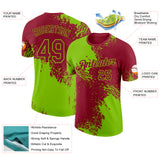 Custom Crimson-Neon Green Abstract Brush Stroke Performance T-Shirt