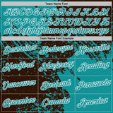 Custom Brown Teal-White Abstract Brush Stroke Performance T-Shirt