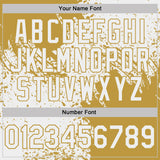 Custom White-Old Gold Abstract Brush Stroke Performance T-Shirt