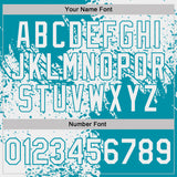 Custom White-Teal Abstract Brush Stroke Performance T-Shirt