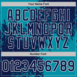 Custom Navy Teal-White Abstract Brush Stroke Performance T-Shirt