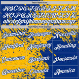 Custom Gold White-Royal Abstract Brush Stroke Performance T-Shirt