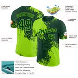 Custom Green-Neon Green Abstract Brush Stroke Performance T-Shirt