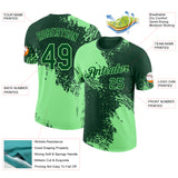 Custom Green-Pea Green Abstract Brush Stroke Performance T-Shirt