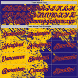 Custom Yellow Dark Purple-Orange Abstract Brush Stroke Performance T-Shirt