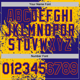 Custom Yellow Dark Purple-Orange Abstract Brush Stroke Performance T-Shirt