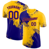 Custom Yellow Dark Purple-Orange Abstract Brush Stroke Performance T-Shirt