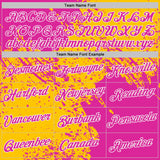 Custom Yellow Deep Pink-White Abstract Brush Stroke Performance T-Shirt