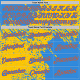 Custom Yellow Powder Blue-Orange Abstract Brush Stroke Performance T-Shirt
