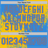 Custom Yellow Powder Blue-Orange Abstract Brush Stroke Performance T-Shirt